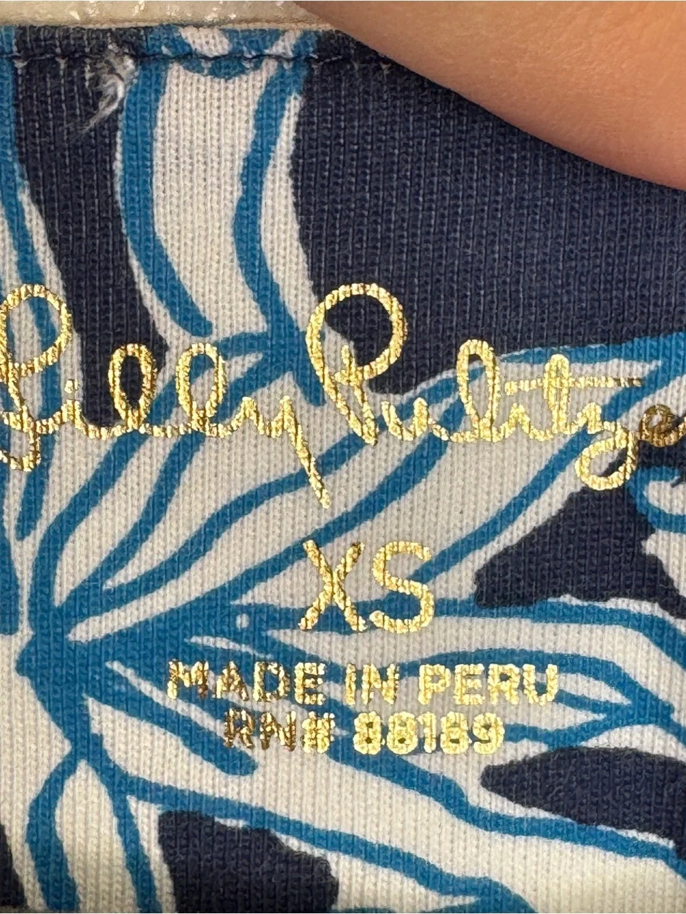 Lilly Pulitzer Size XS Pima Cotton Hollee Dress High Tide Navy‎ Lucky Bamboo